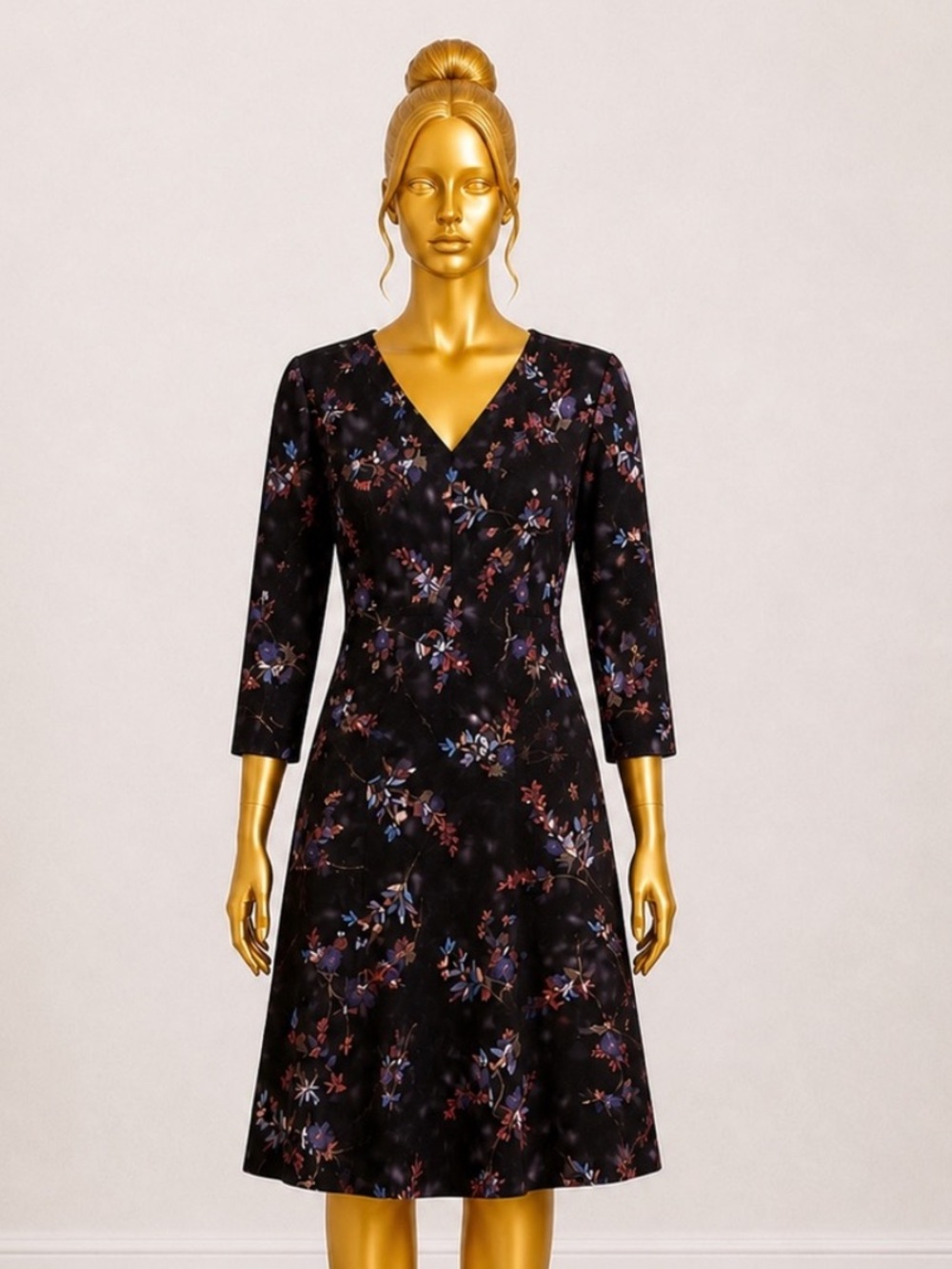 H&M Black Floral Midi Dress